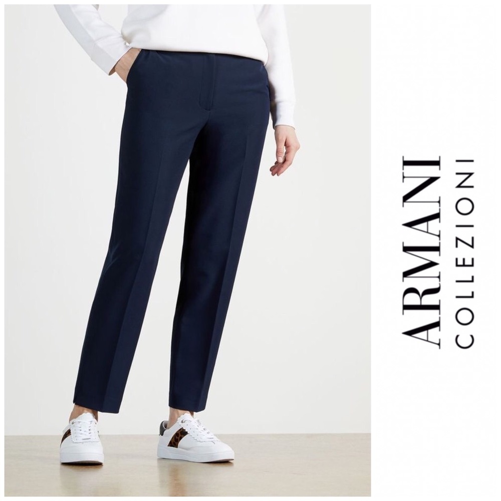 Armani Collezioni women's navy blue long trousers